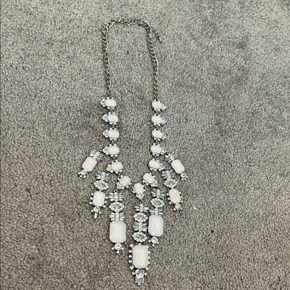 Elegant Silver and White Statement Necklace